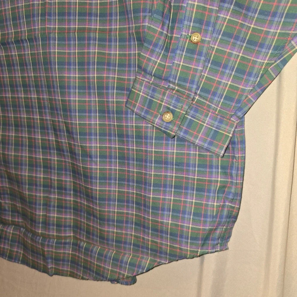Ralph Lauren Button Down Shirt 3XLT Mens Green Blue Plaid Classic Fit NWT